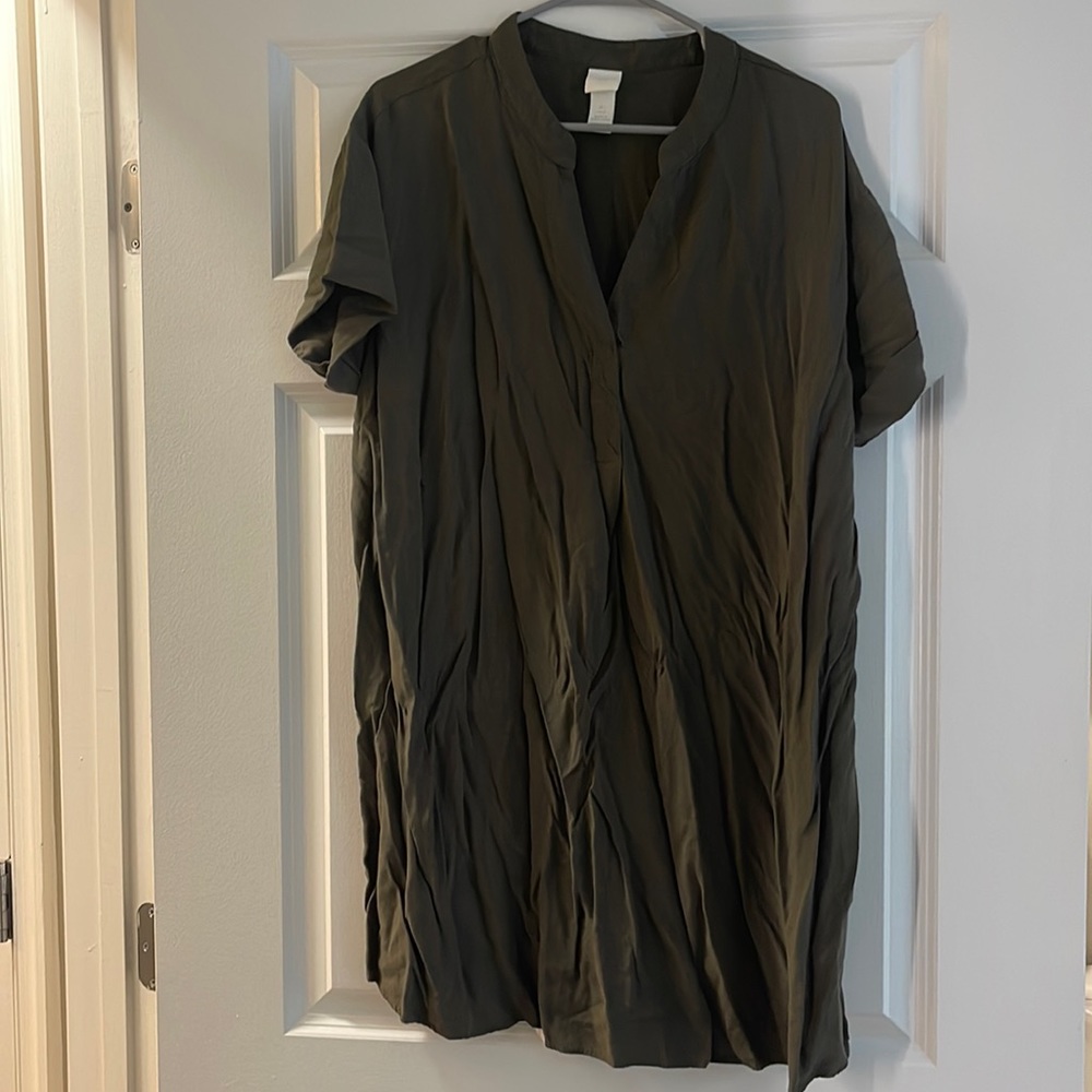 Olive green cap sleeve dress